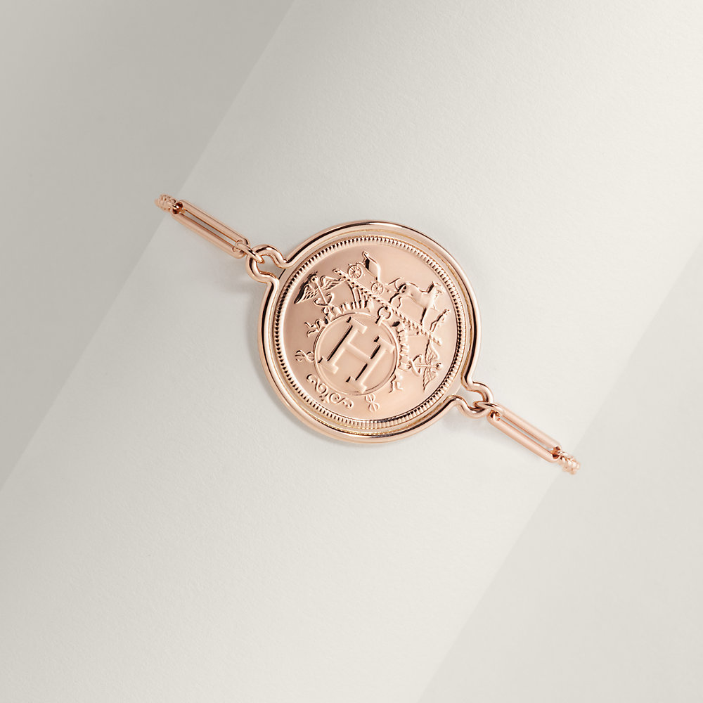 Bracelet Hermès Ex-Libris - Or Rose 750/1000 Et Argent 925/1000 - Occasion